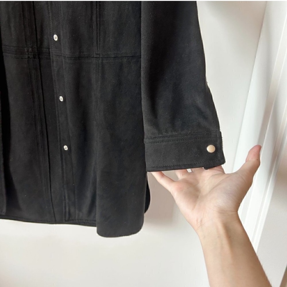 Zara Black Suede Fringe Button Down Jacket Size L - Picture 3 of 6